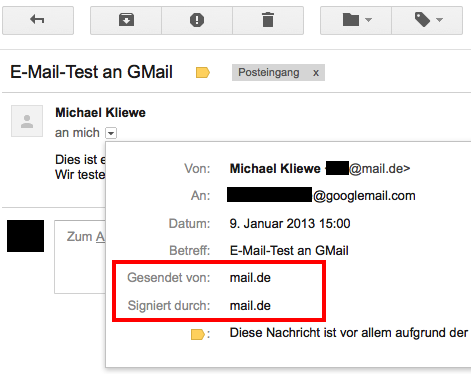 mail.de signierte E-Mail