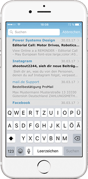 E-Mail Suche iOS